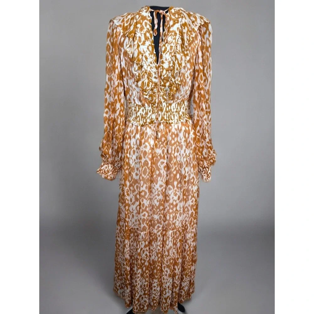 By Anthropologie The Odetta Abstract Print Maxi Smocked Waist Boho Cottagecore M - Picture 2 of 10